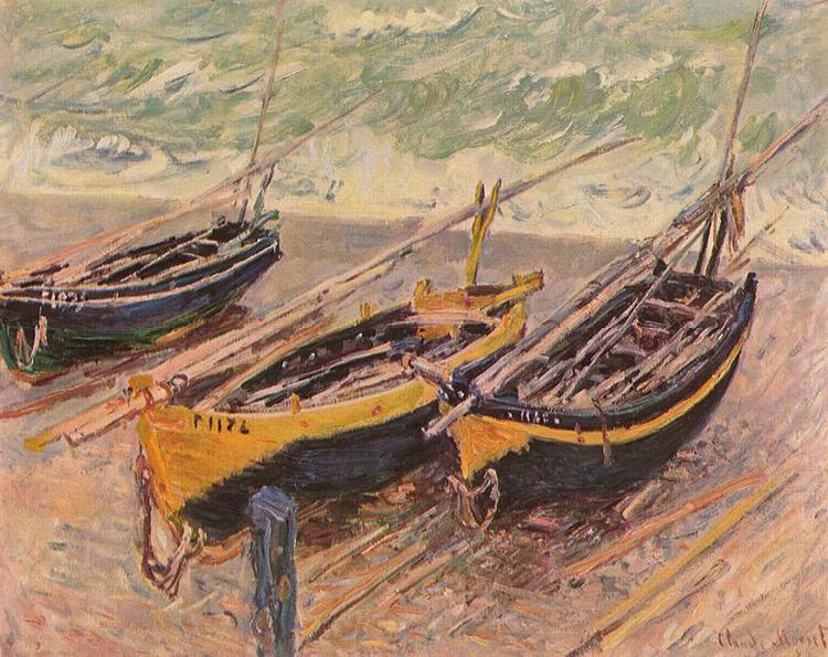 Claude Monet Three Fishing Boats oil painting picture